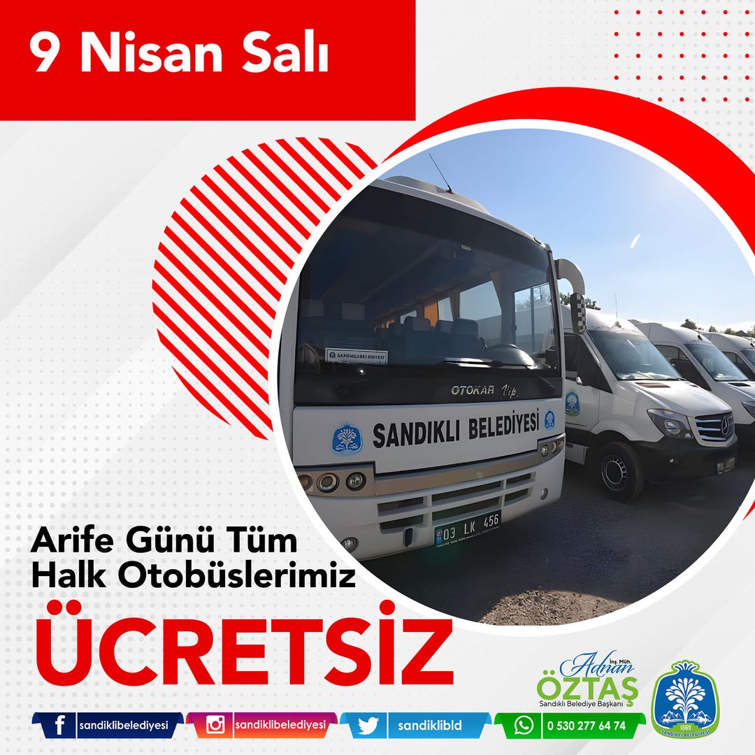 Sandıklı'da Arife günü ücretsiz halk otobüsü hizmeti başlıyor