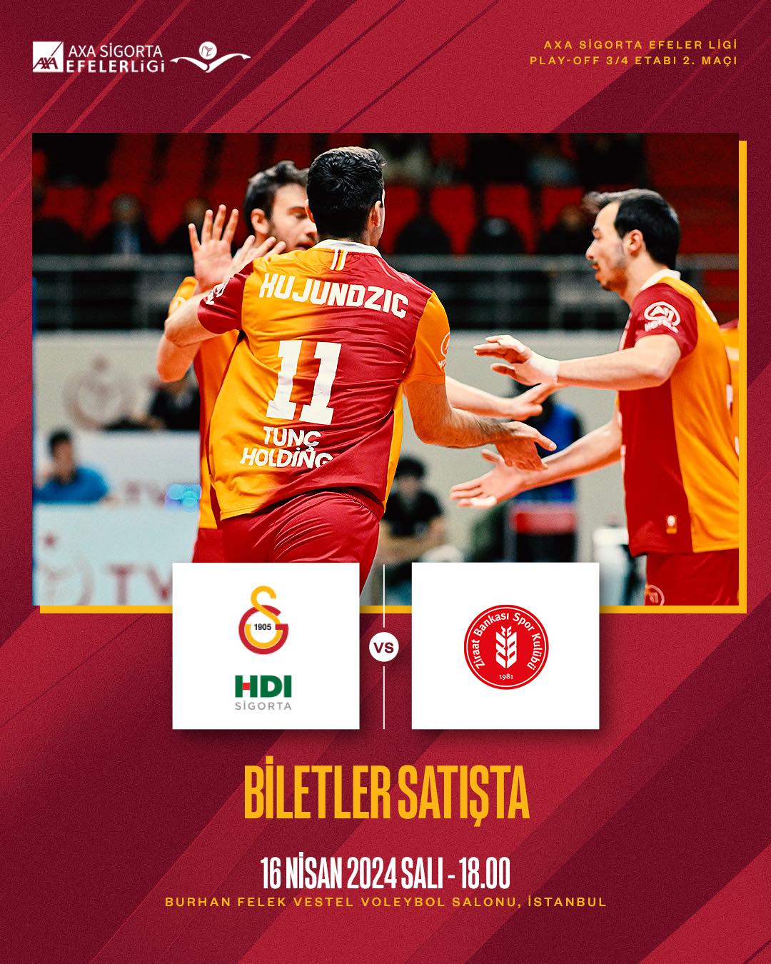 Galatasaray Voleybol Takımı, Ziraat Bankkart'a karşı Play-Off maçına taraftarının desteğini bekliyor.