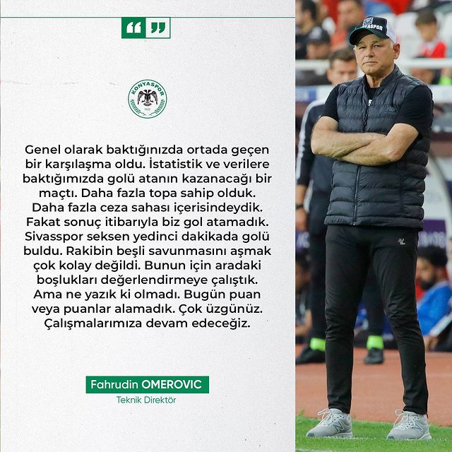 Teknik Direktör Fahrudin Omerovic, EMS Yapı Sivasspor Maçını Değerlendirdi