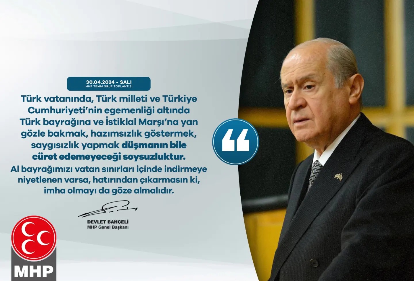 MHP Genel Başkanı Devlet Bahçeli Türk Bayrağı ve İstiklal Marşı'ndaki Saygısızlığı Eleştirdi