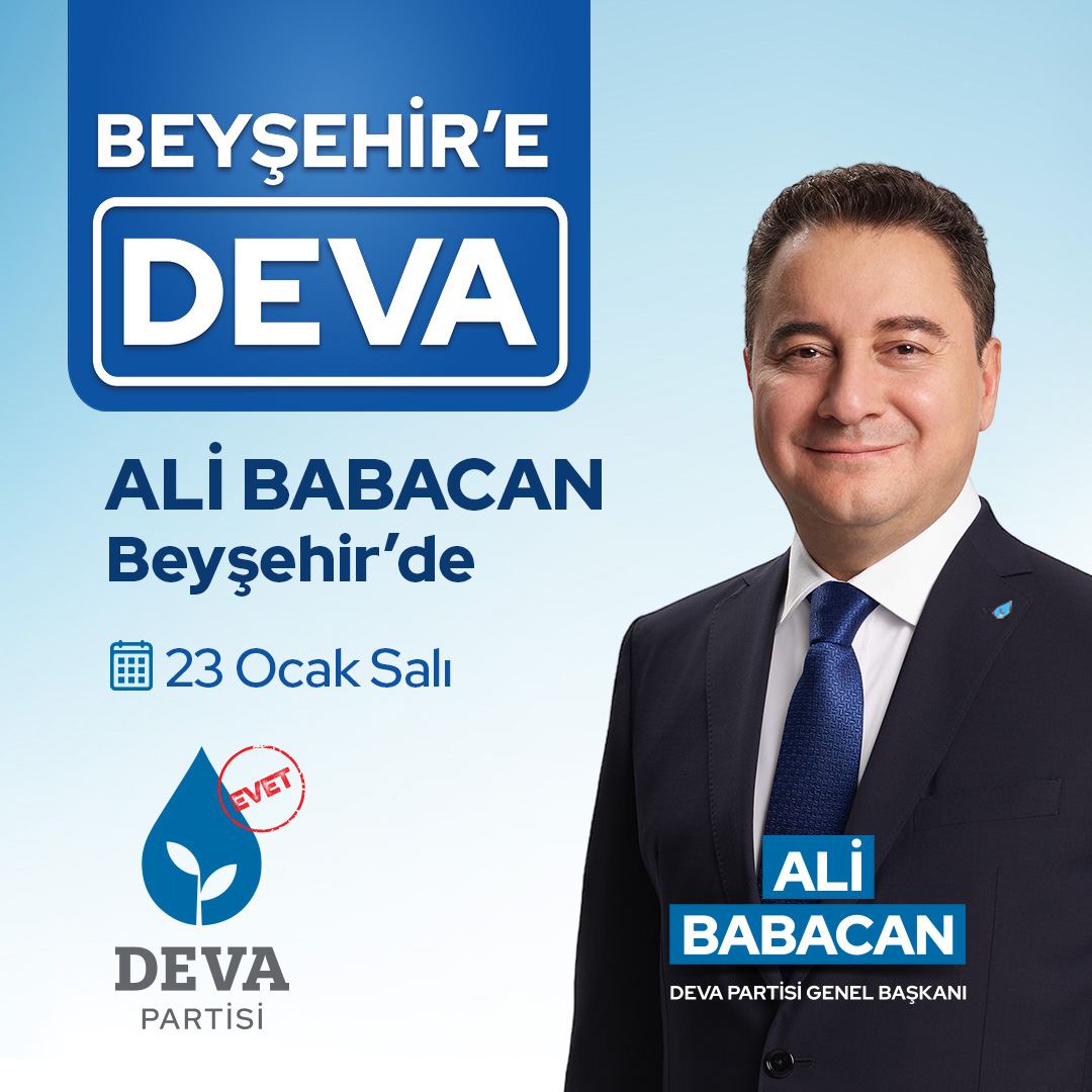 Ali Babacan, DEVA Partisi lideri olarak Beyşehir halkıyla buluşmak için hazırlanıyor