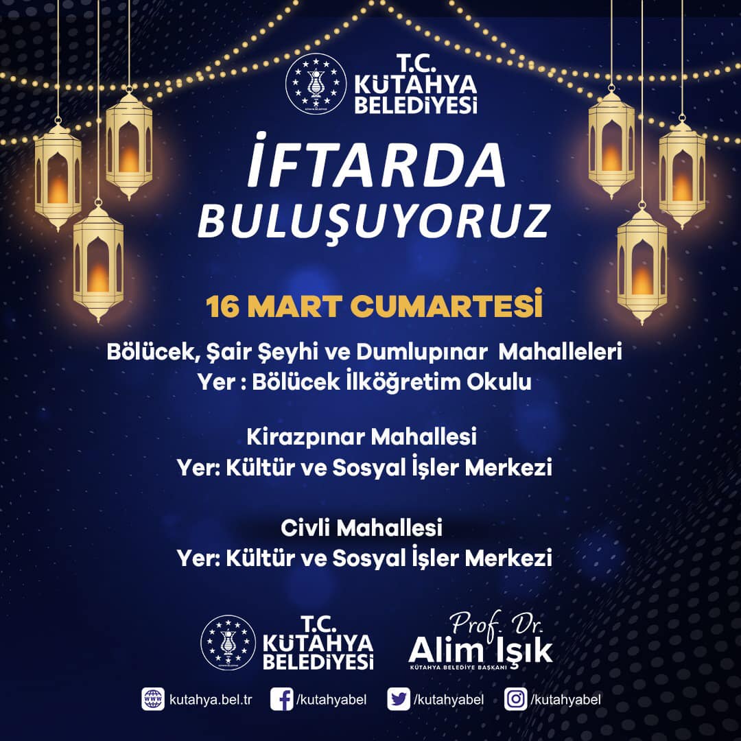 Kütahya Belediyesi, Ramazan Ayında İftar Çadırları Kuruyor