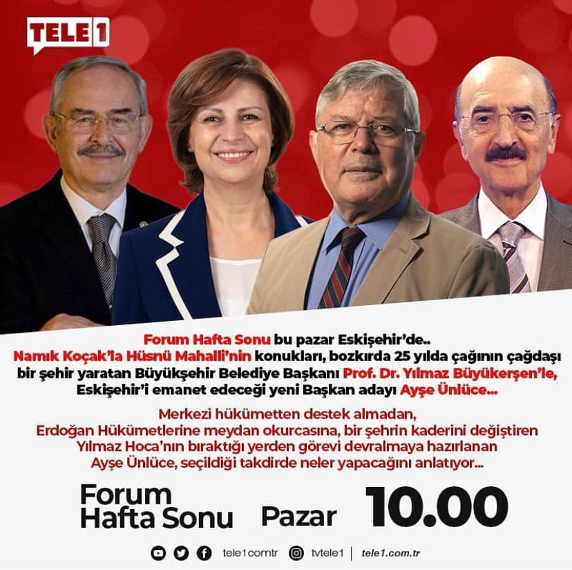 Eskişehir Büyükşehir Belediye Başkanı Yılmaz Büyükerşen, önemli bir televizyon programında yer alacak.