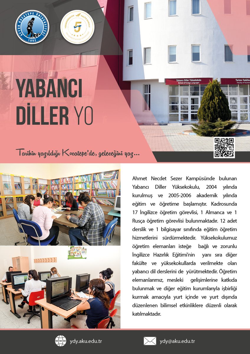 Afyon Kocatepe Üniversitesi'ne Bağlı Yabancı Diller Yüksekokulu Yeni Öğrencilerini Bekliyor