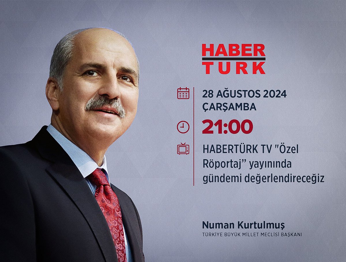 TBMM Başkanı Numan Kurtulmuş, Habertürk TV'de Özel Bir Röportaj Gerçekleştirecek