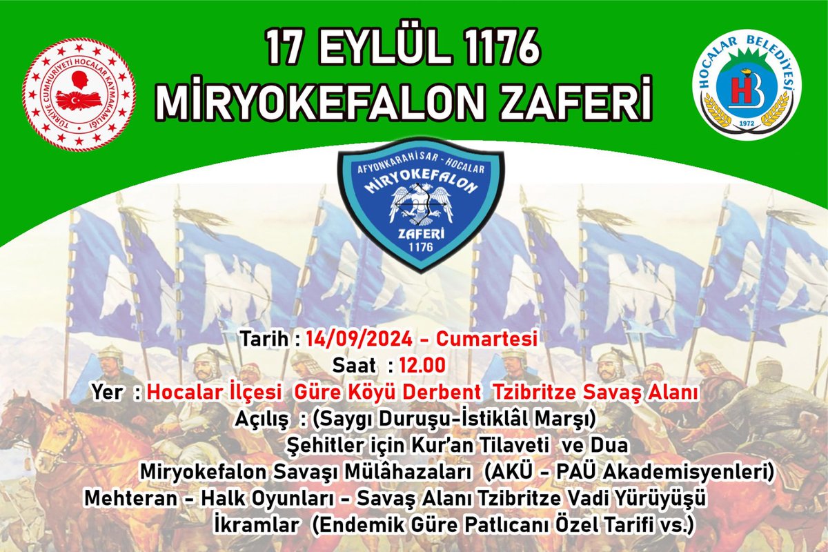 Hocalar İlçesi'nde Miryokefalon Zaferi Etkinlikleri