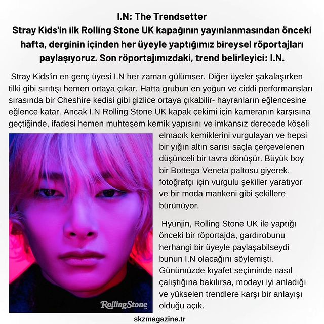 Stray Kids Üyesi I.N, Rolling Stones UK ile Röportaj Yaptı