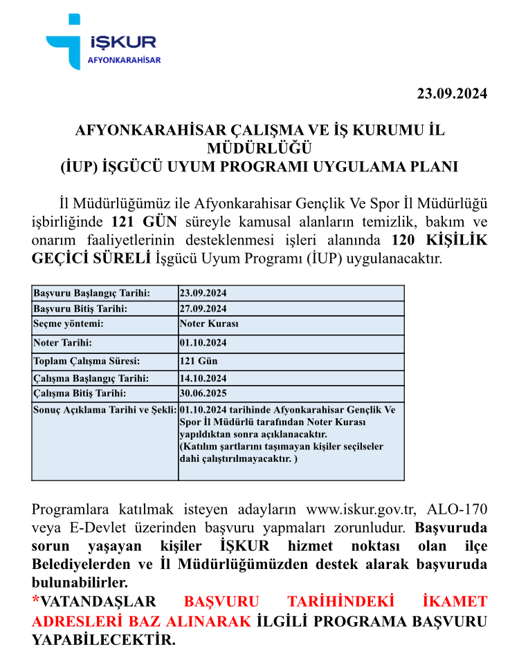 Geçici İşgücü Uyum Programı İle Afyonkarahisar'ın Temizliği Destekleniyor