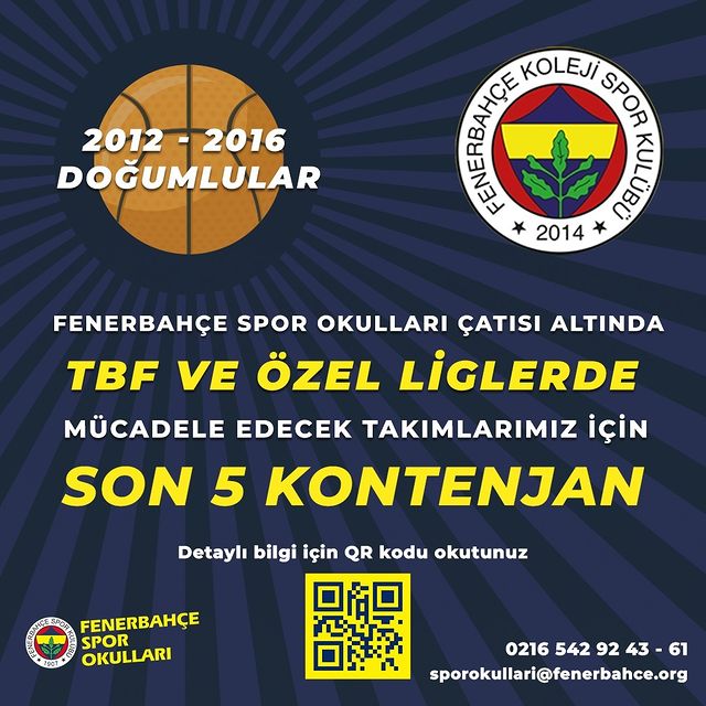 Fenerbahçe Spor Okulları Son 5 Kontenjan İçin Başvuruları Bekliyor