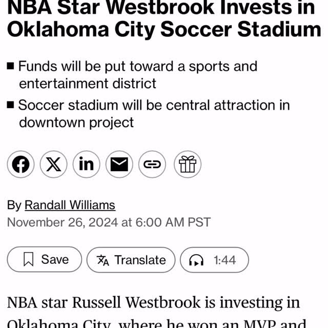 NBA Yıldızı Russell Westbrook, Oklahoma City'ye Yatırım Yapacak