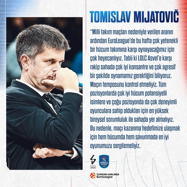 Tomislav Mijatović: LDLC Asvel Maçı Öğretici Geçti