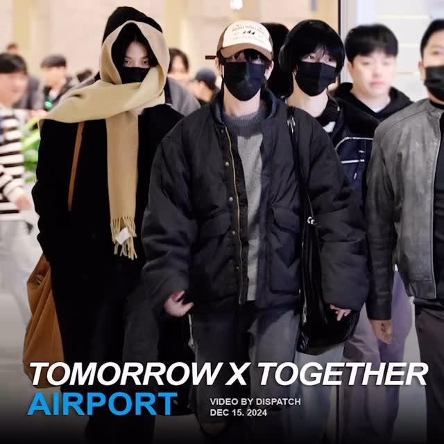 K-pop grubu Tomorrow X Together İncheon Uluslararası Havalimanı'na giriş yaptı