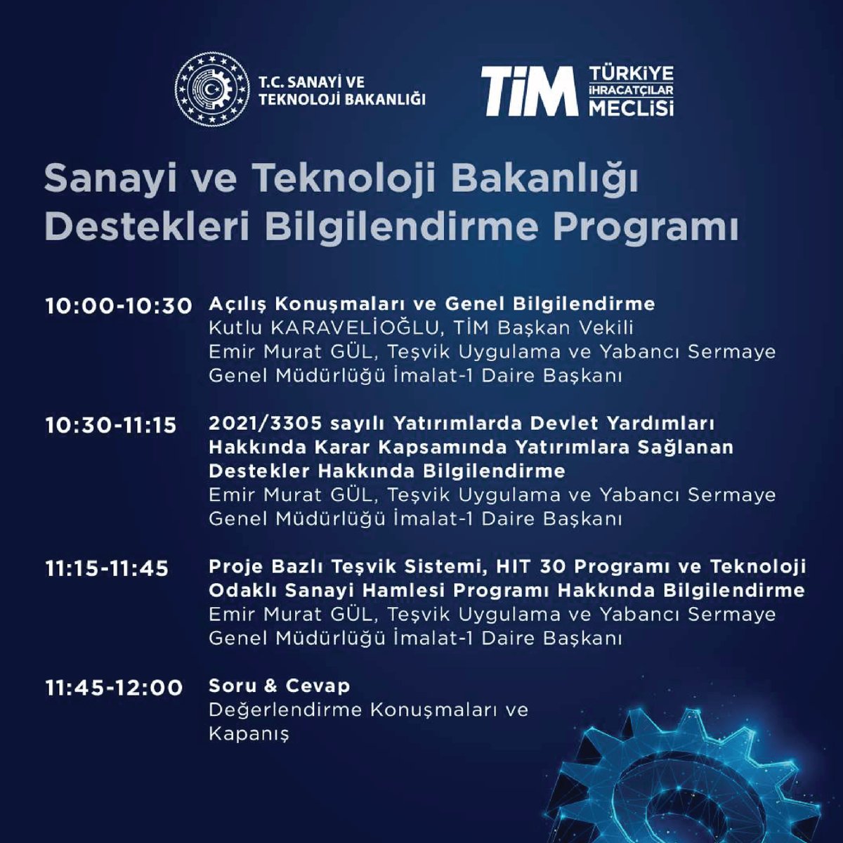 Sanayi ve Teknoloji Bakanlığı Destekleri Hakkında Bilgilendirme Programı Düzenleniyor