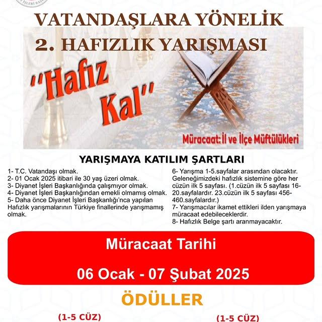 Diyanet İşleri Başkanlığı, Hafızlık Yarışmaları Düzenliyor