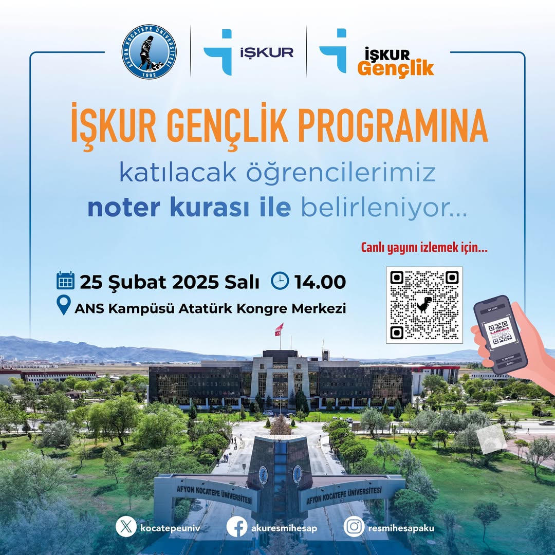 Afyon Kocatepe Üniversitesi Öğrencileri İŞKUR Gençlik Programı Evrensel Katılımla Seçildi