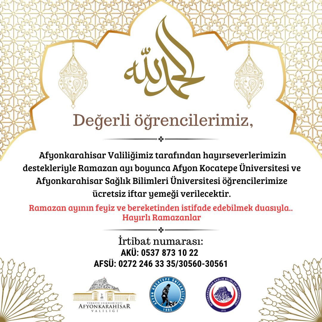 Afyonkarahisar'da Ramazan Ayında Öğrencilere Ücretsiz İftar Yemeği