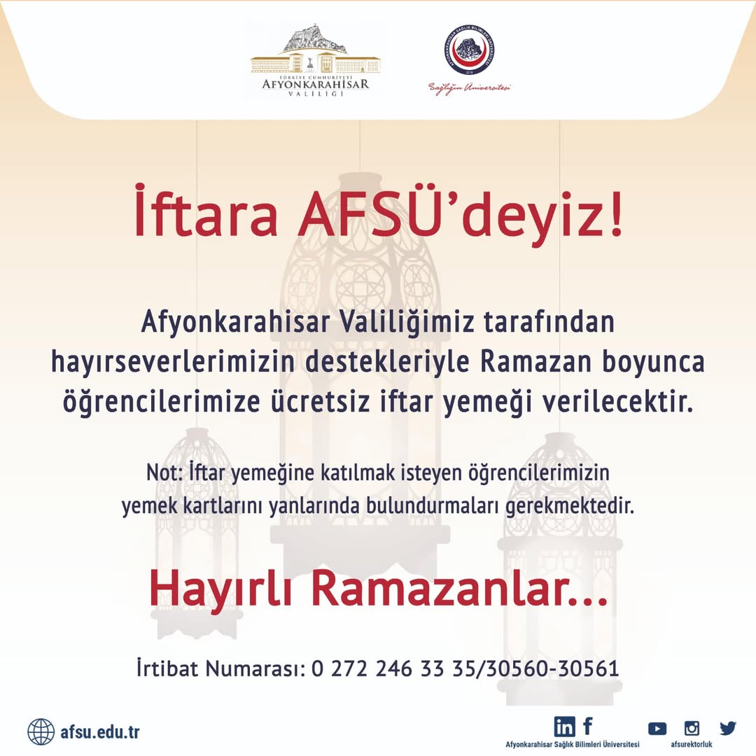 Afyonkarahisar Valiliği'nden AFSÜ Öğrencilerine Ücretsiz İftar