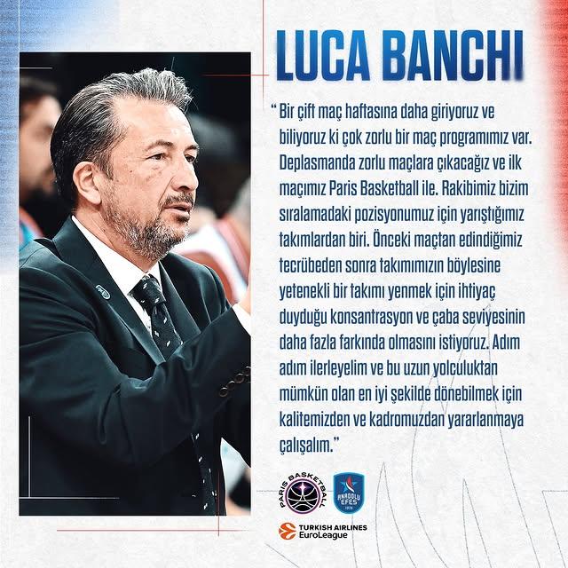 Başantrenör Luca Banchini, Paris Basketball Maçı Hakkında Konuştu