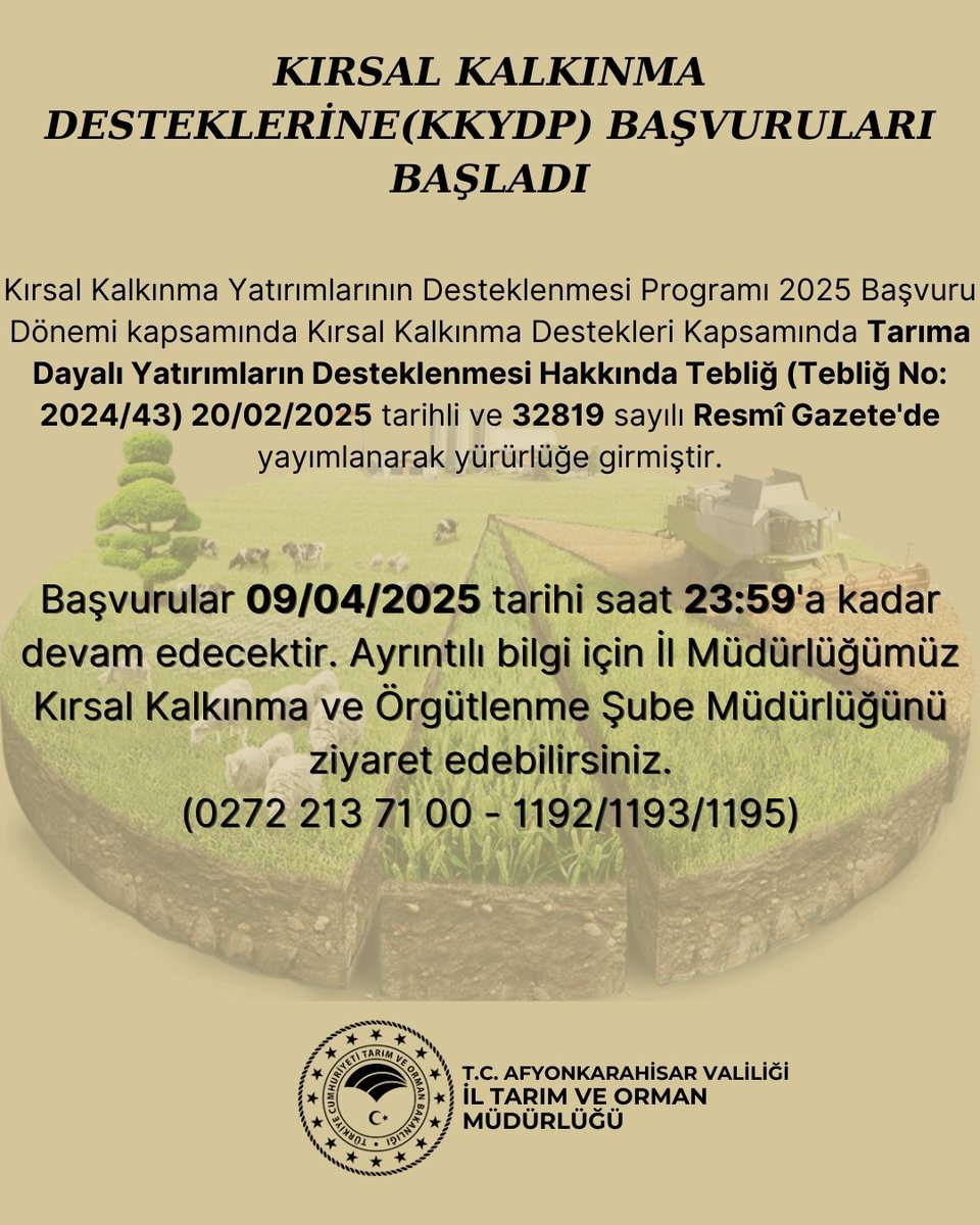 Kırsal Kalkınma Yatırımları İçin Destek Başvuruları Başladı