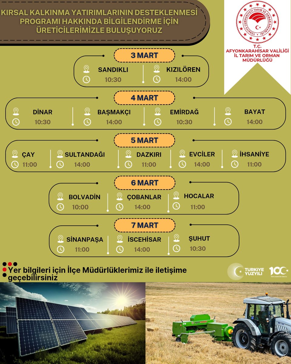 Afyonkarahisar'da Kırsal Kalkınma Yatırımları İçin Bilgilendirme Toplantıları Başlıyor