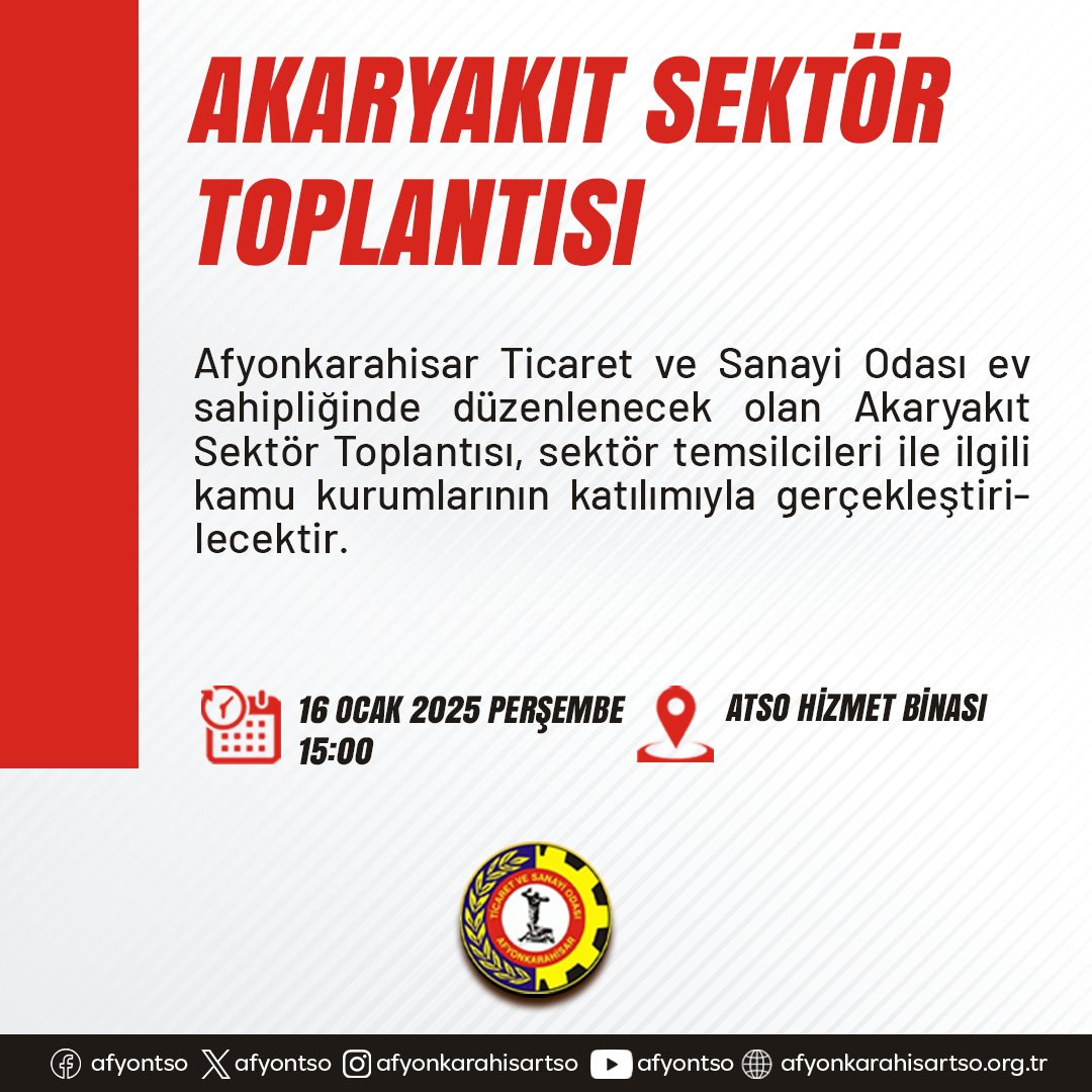 Afyonkarahisar Ticaret ve Sanayi Odası, Akaryakıt Sektöründe Önemli Bir Toplantı Düzenliyor