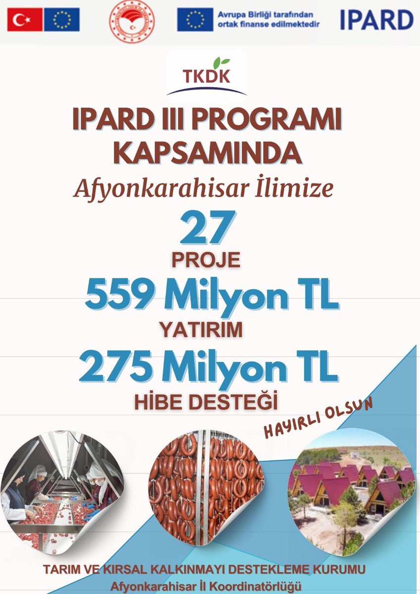 TKDK'dan Afyonkarahisar'a 27 Projeyle 275 Milyon TL Hibe Desteği