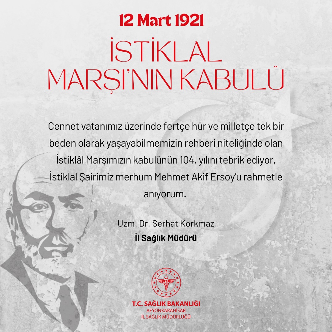 Afyonkarahisar'da İstiklal Marşı'nın Kabulünün 104. Yılı Kutlandı