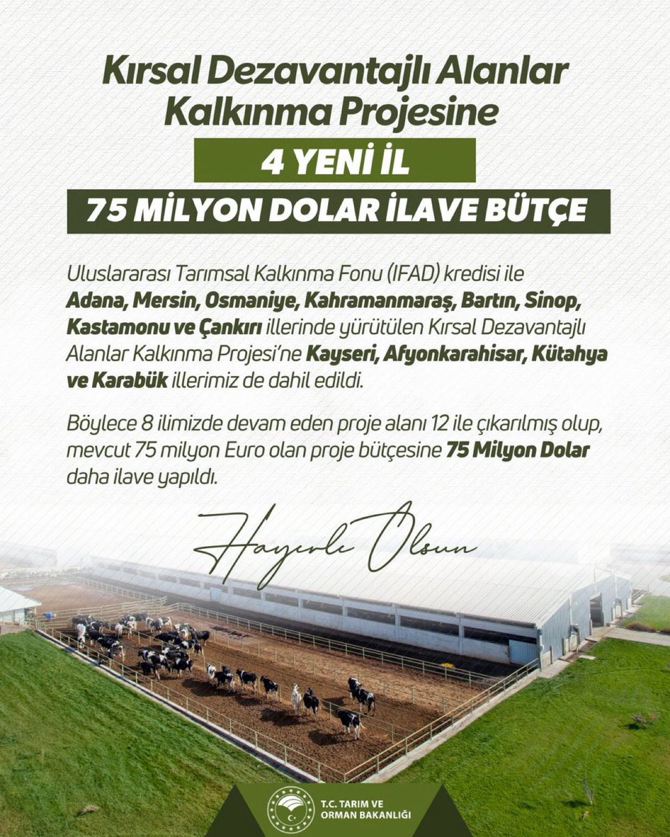 Afyonkarahisar'a Tarımsal Kalkınma İçin 18.5 Milyon Dolarlık Destek