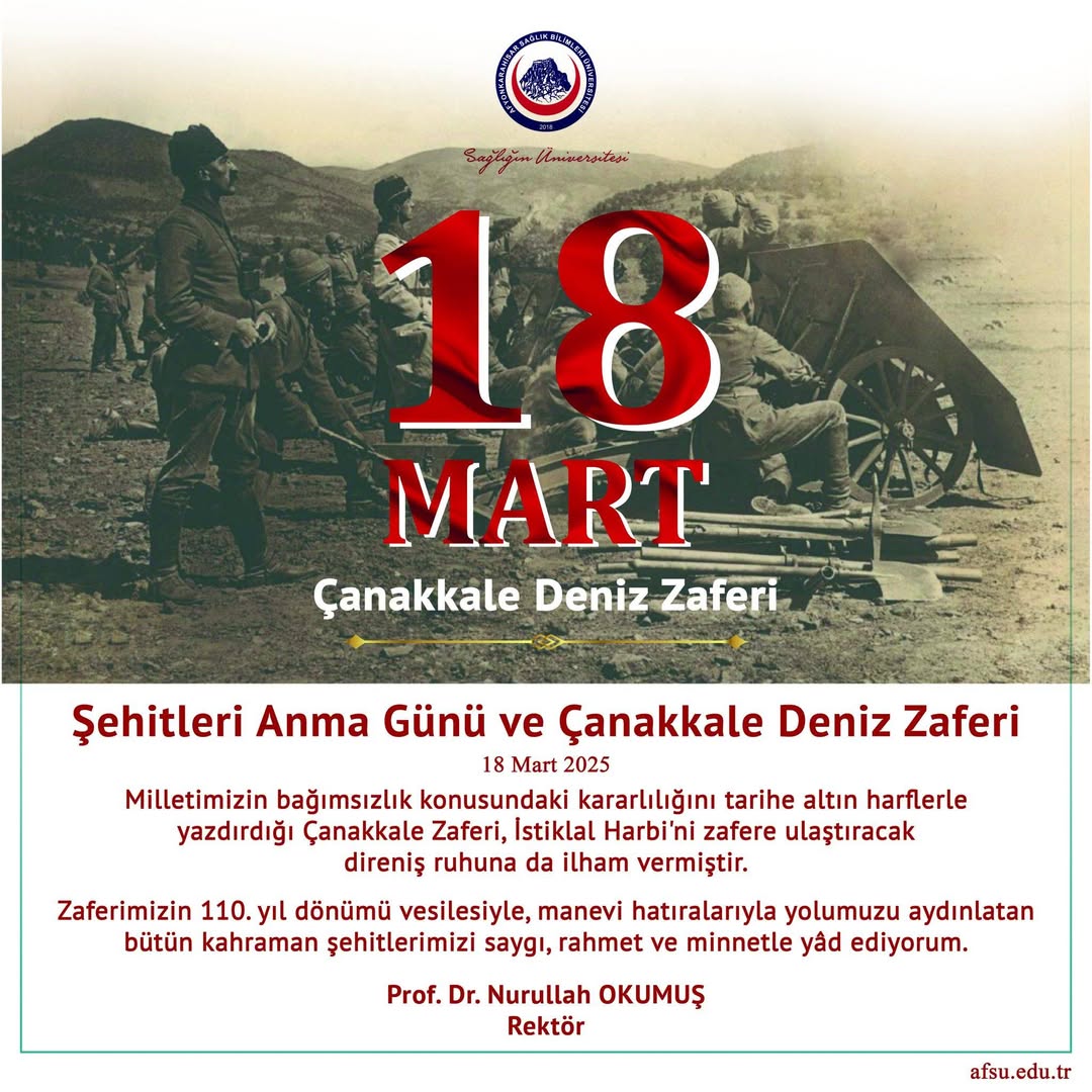 Afyonkarahisar Sağlık Bilimleri Üniversitesi'nden 18 Mart Mesajı