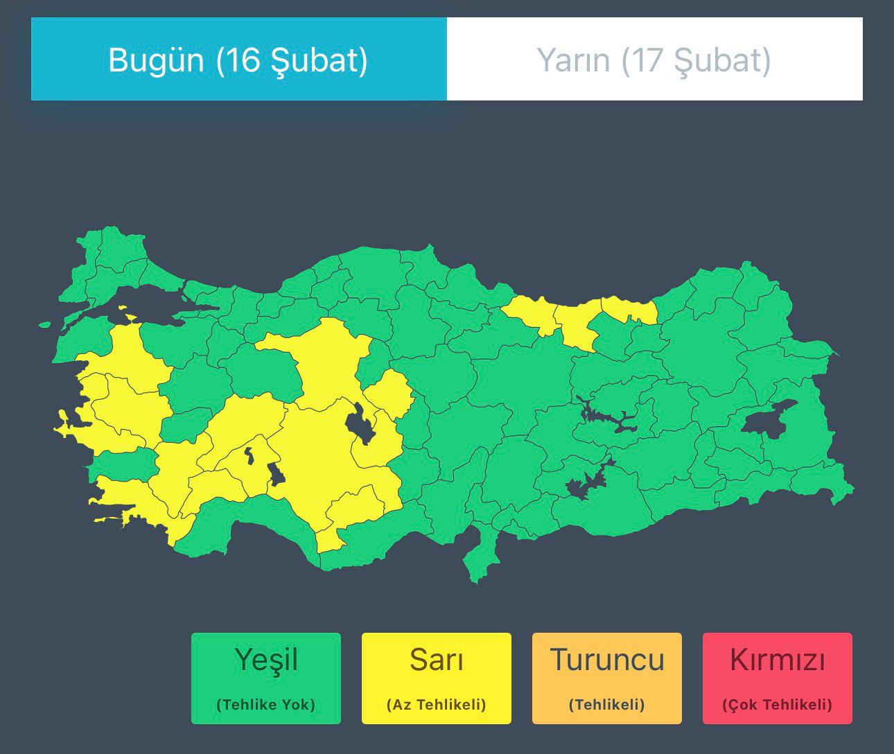 16 Şubat 2026 Hava Durumu