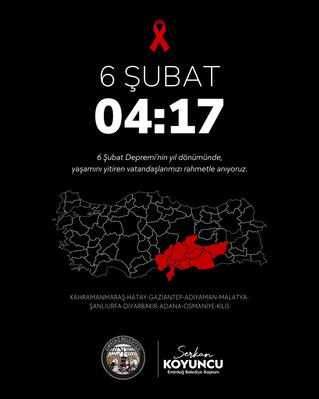 6 Şubat Deprem Felaketinin Yıl Dönümünde Başsağlığı Mesajı
