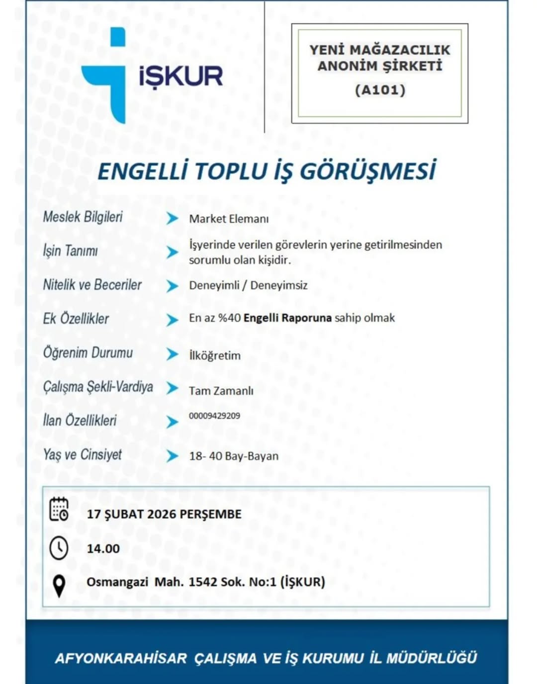 A101, Engelli Personel Alımı Yapacak!