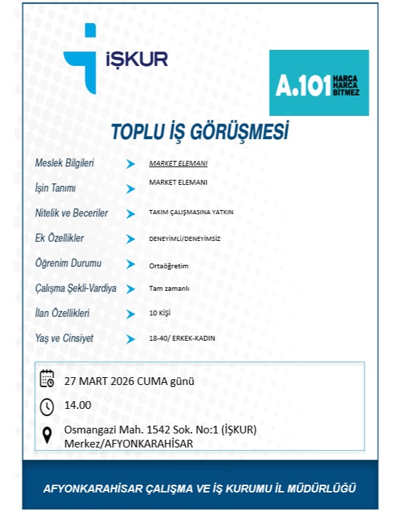 A101 Market Elemanı Personel Alımı İlanı