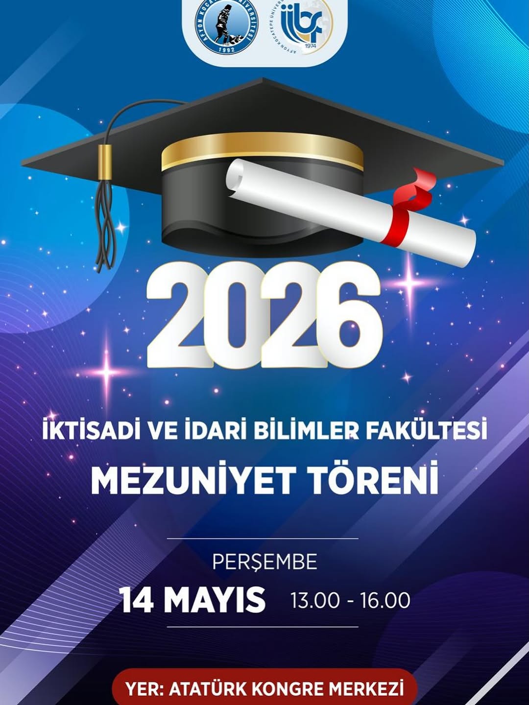 Afyon Kocatepe Üniversitesi'nde Bugün Gerçekleşen İktisadi ve İdari Bilimler Fakültesi Mezuniyet Töreni