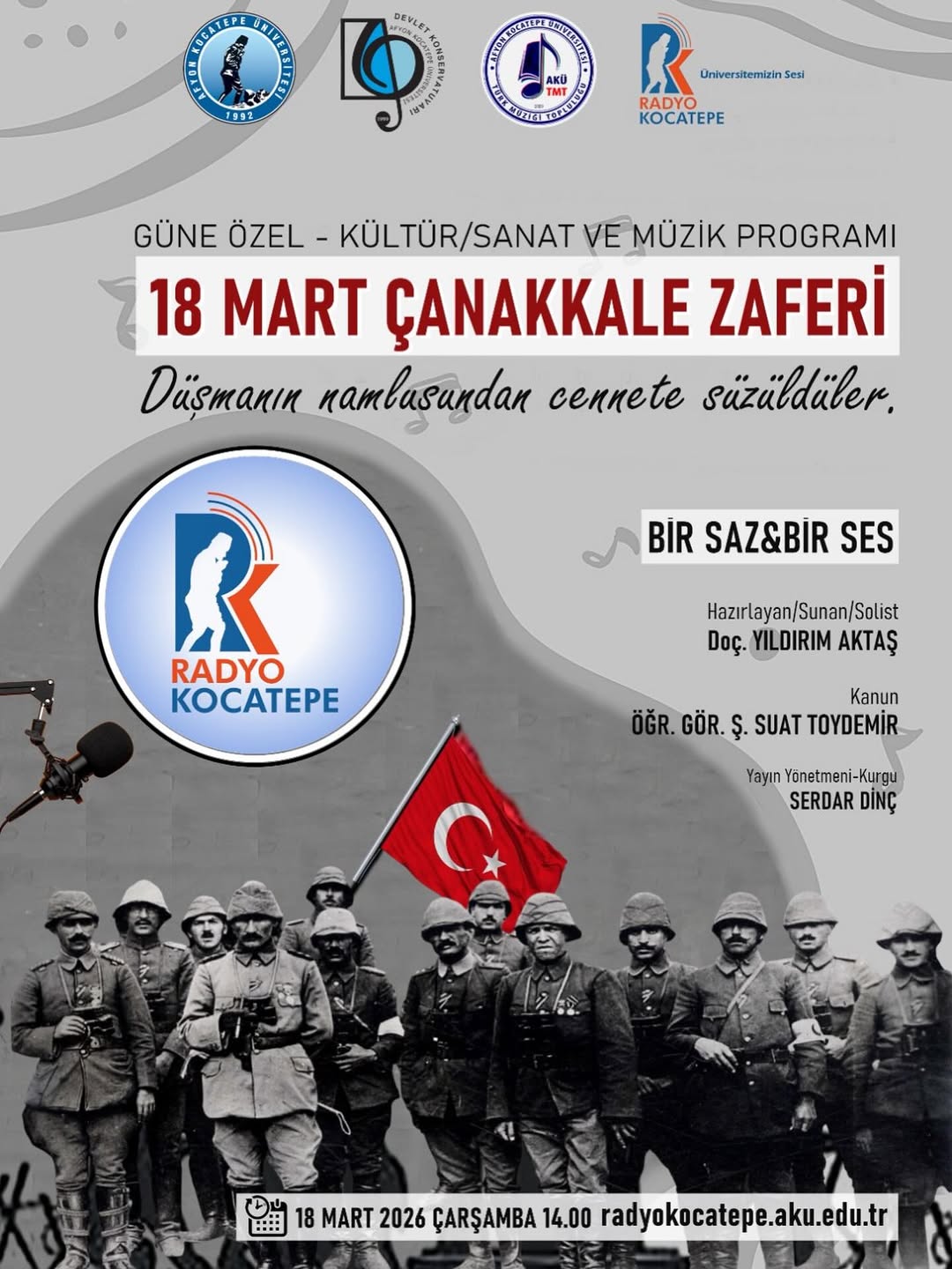 Afyon Kocatepe Üniversitesi'nde Bugün: 18 Mart Çanakkale Zaferi Anma Programı