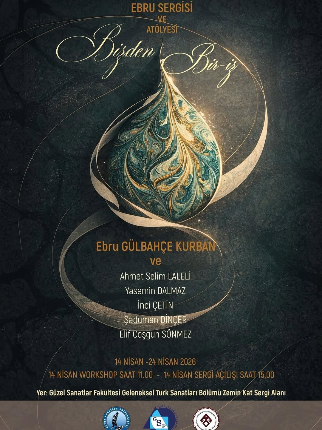 Afyon Kocatepe Üniversitesi'nde Bugün: 'Bizden Bir-iz İsimli Ebru Sergisi'