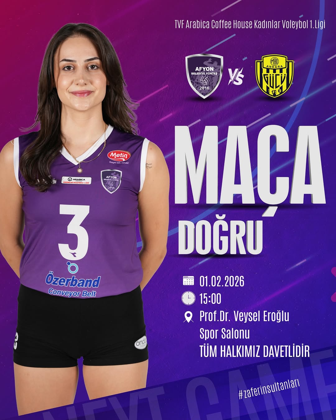 Afyonkarahisar Belediye Başkanı Burcu Köksal, Zaferin Sultanları'nı Tribünde Destekleyecek