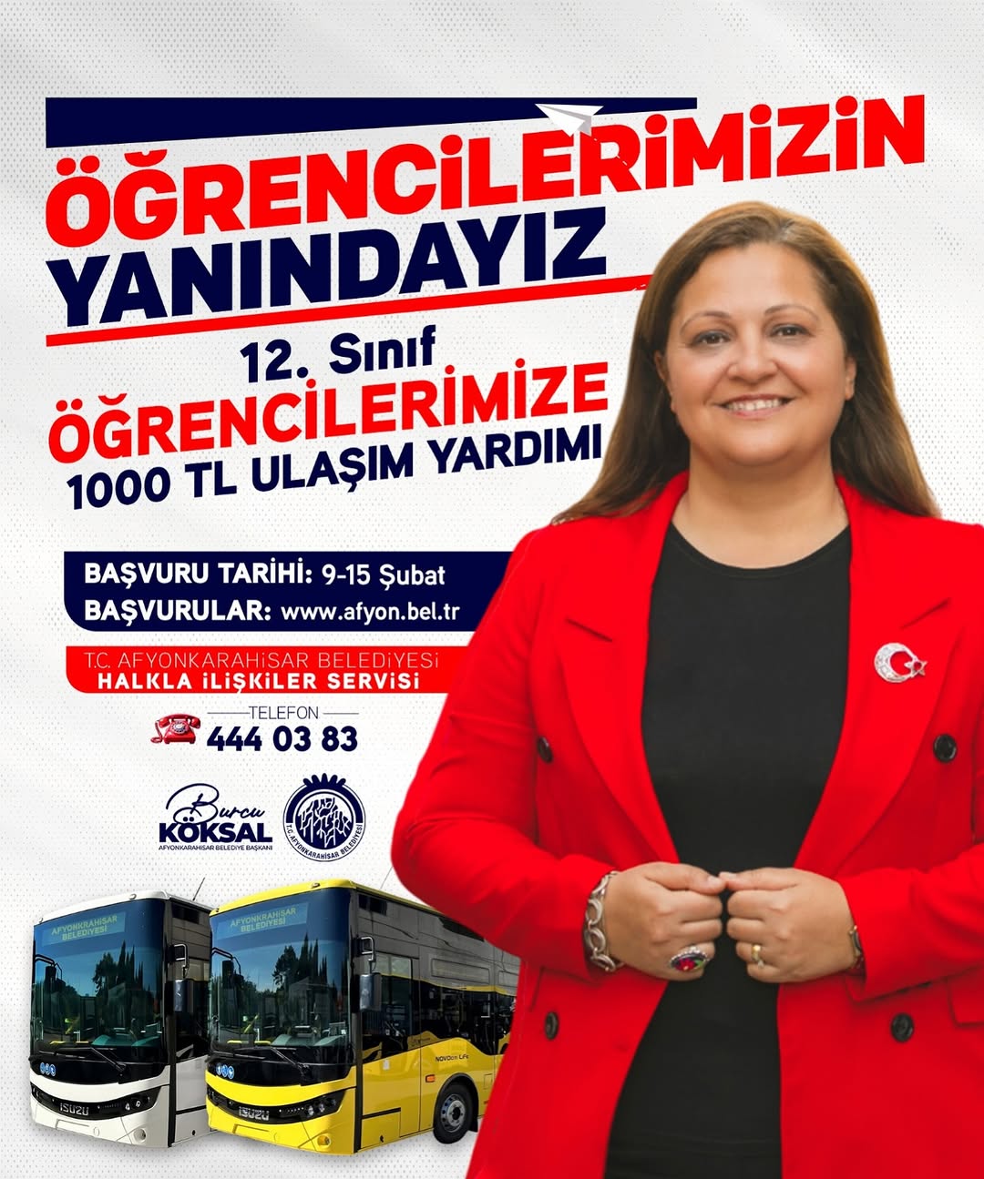 Afyonkarahisar Belediyesi 12. Sınıf Öğrencilerine 1000 TL Ulaşım Yardımı Sağlıyor