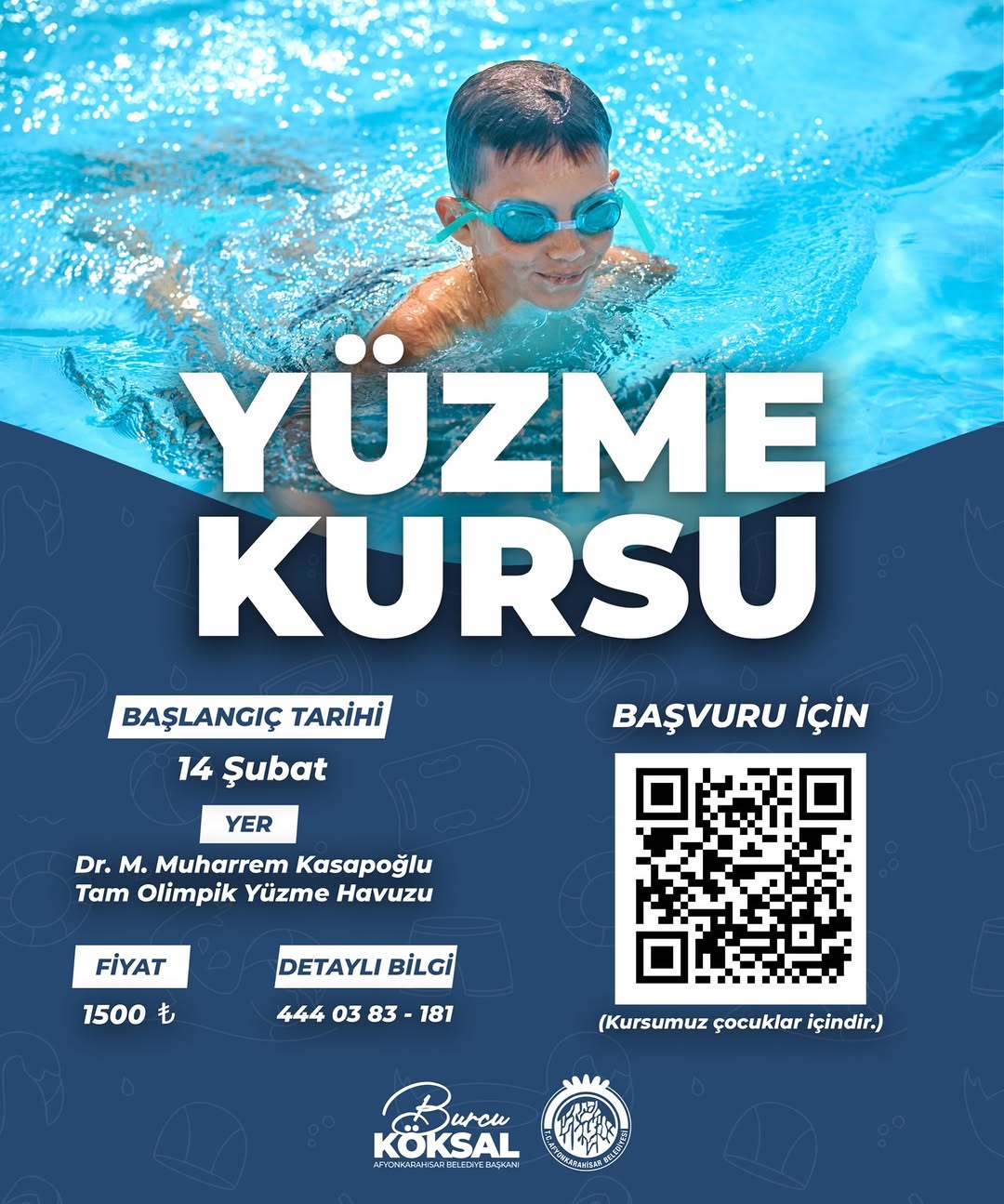 Afyonkarahisar Belediyesi Çocuklar İçin Yüzme Kurslarına Başlıyor