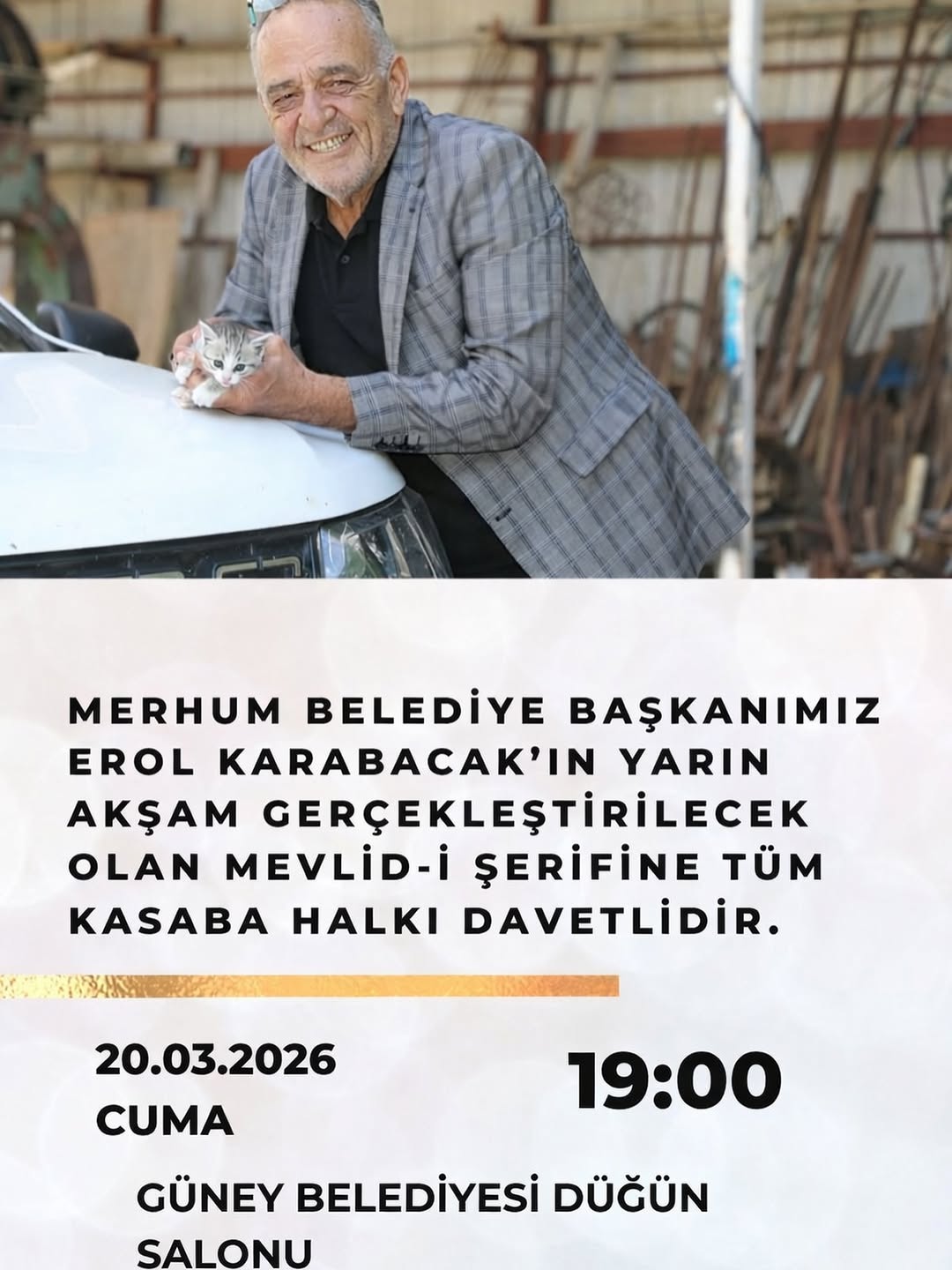 Afyonkarahisar Güney Belediyesi'nden Mevlid-i Şerif Programı Daveti
