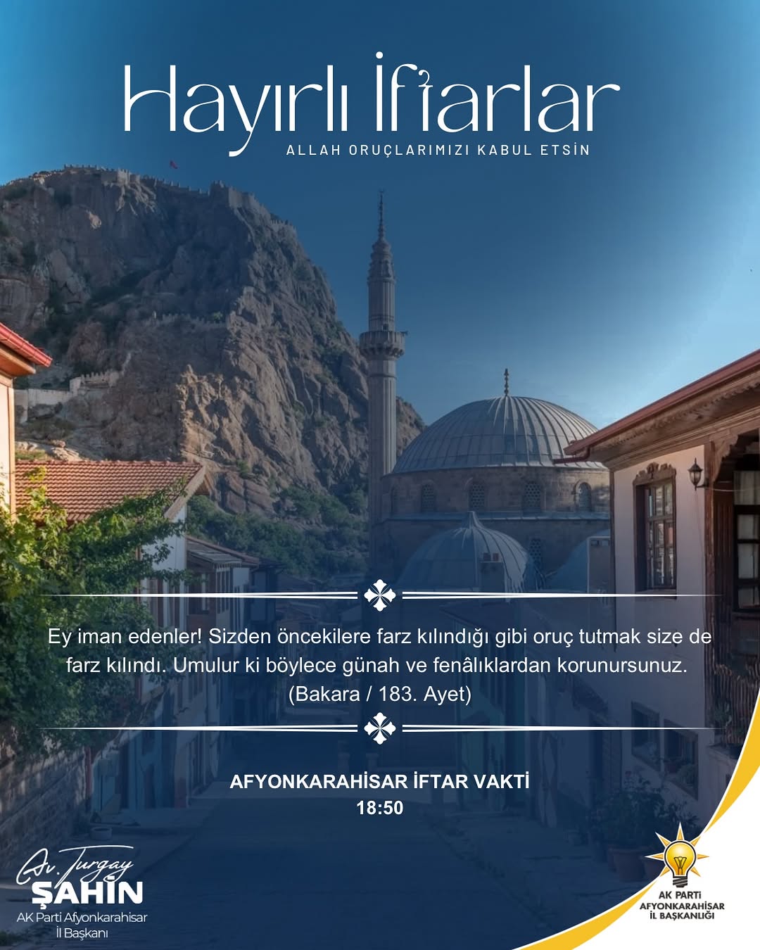 AK Parti Afyonkarahisar İl Başkanlığı'ndan Oruç Tutmanın Önemi Hakkında Açıklama