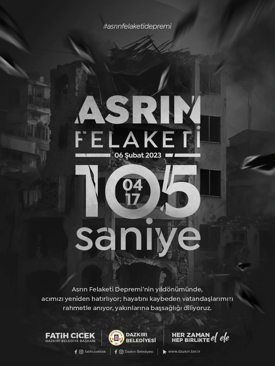 Asrın Felaketi Depremi'nin Yıldönümünde Dazkırı Belediye Başkanı'ndan Anlamlı Paylaşım