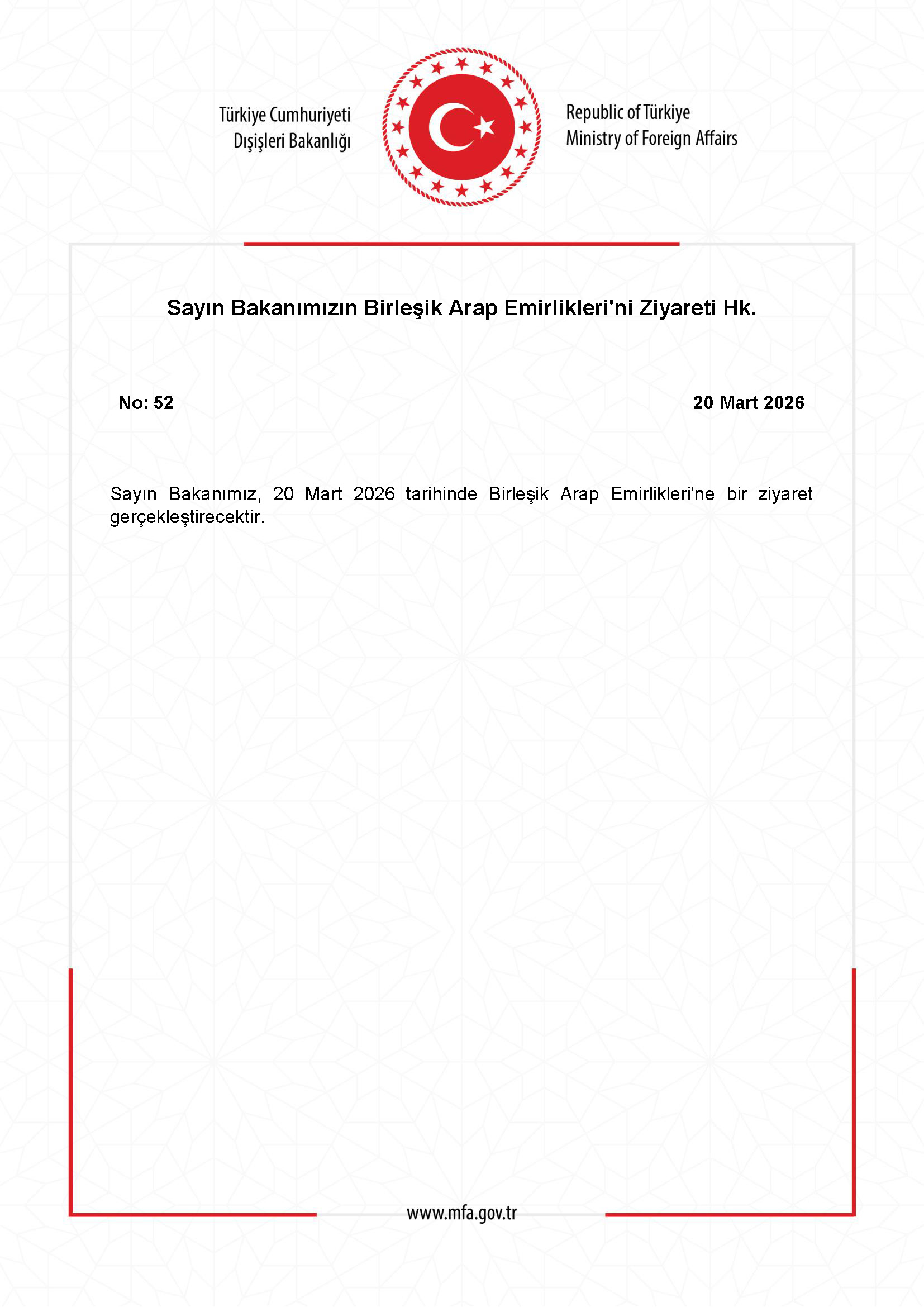 Bakan'ın BAE Ziyareti