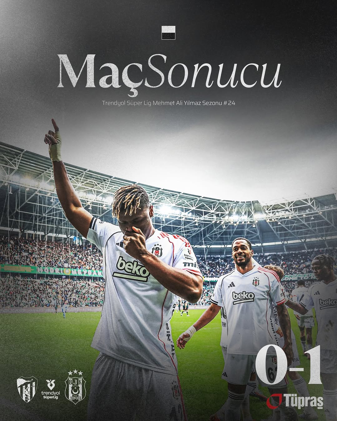 Beşiktaş, Kocaelispor'u Deplasmanda 1-0 Mağlup Etti