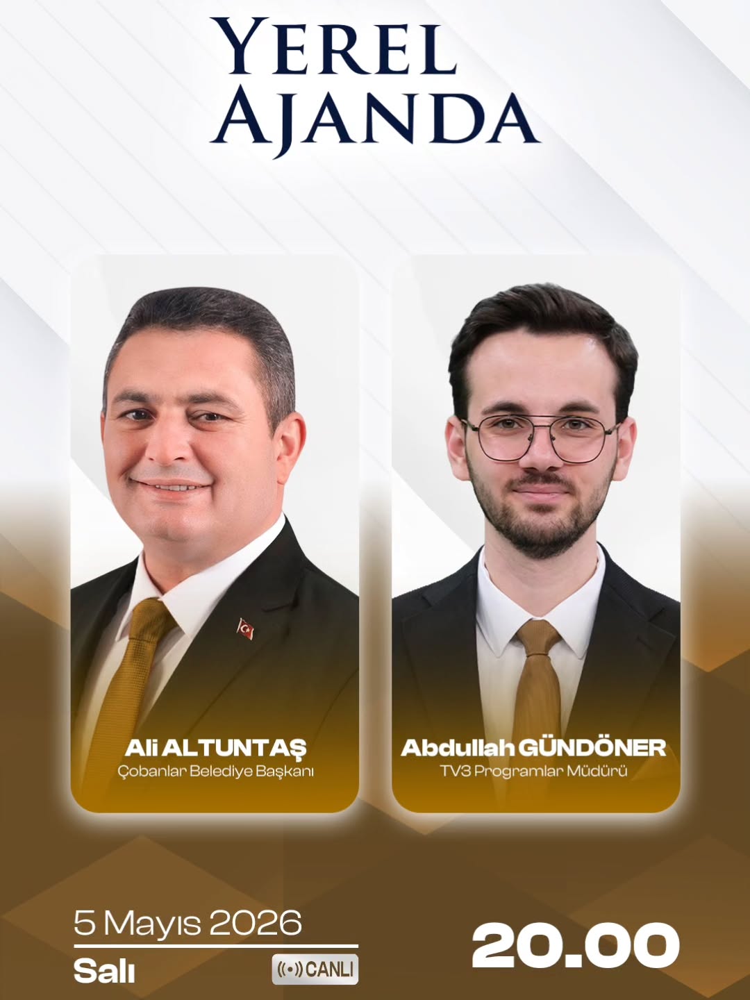 Çobanlar Belediye Başkanı Ali Altuntaş, TV3'te Yerel Ajanda Programına Konuk Olacak!