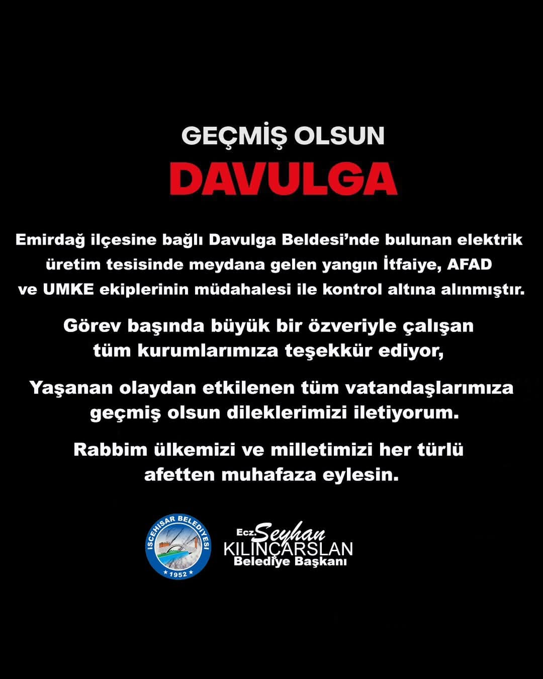 Davulga Beldesi'nde Elektrik Üretim Tesisi Yangını Kontrol Altına Alındı