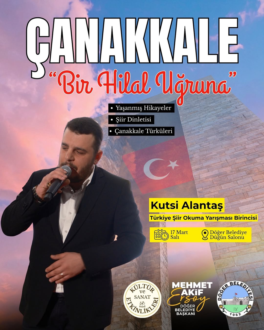 Döğer Belediyesi'nden Çanakkale Şehitleri Anma Programı Duyurusu