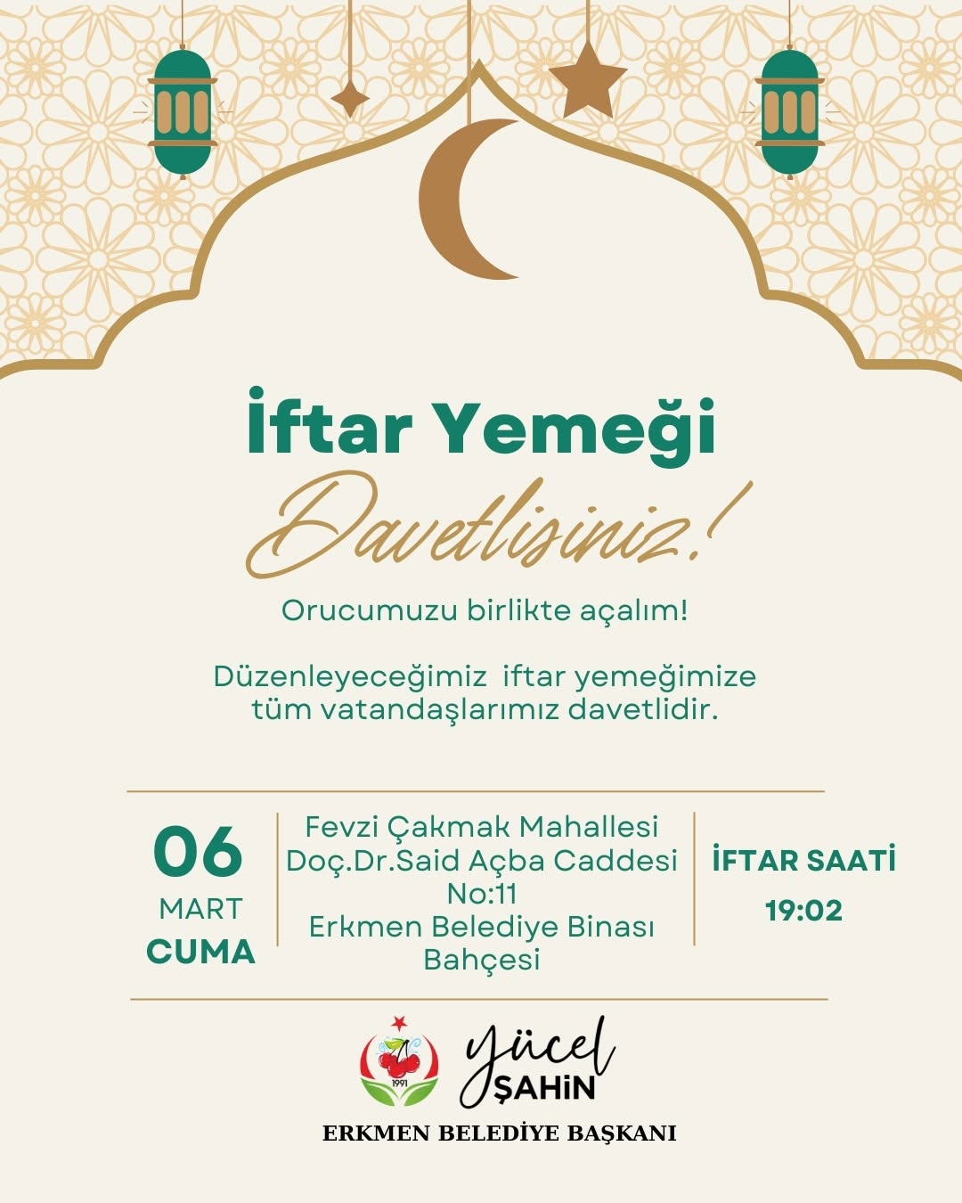 Erkmen Belediyesi Geleneksel Toplu İftar Daveti