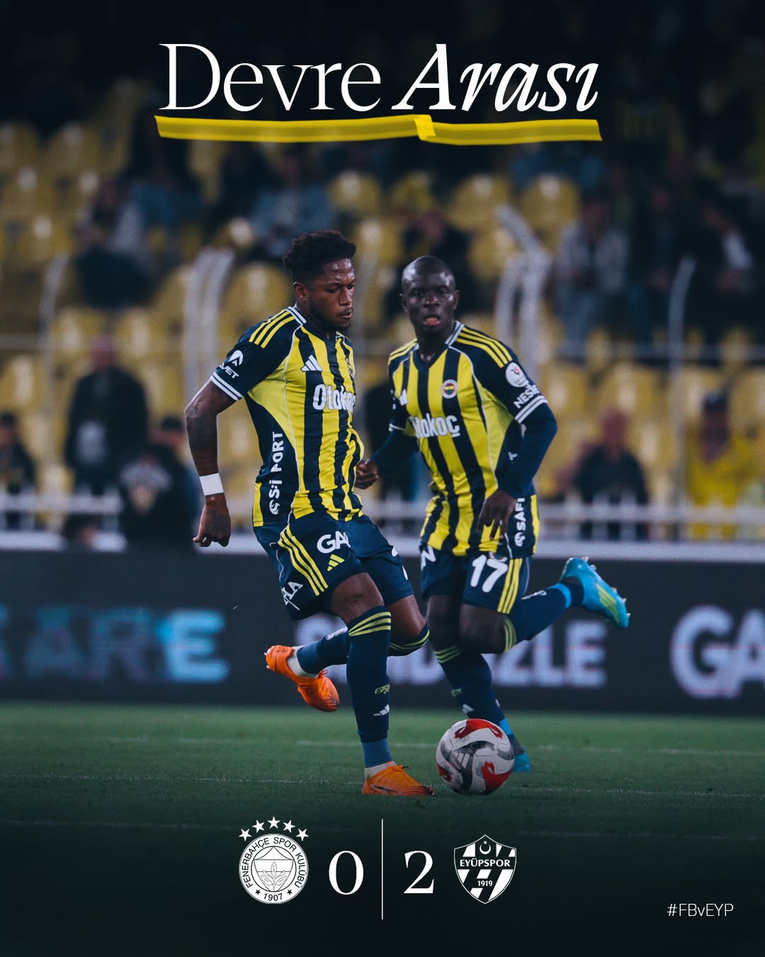 Fenerbahçe - İ. Eyüpspor Maçında İlk Yarı Sonucu: 0-2