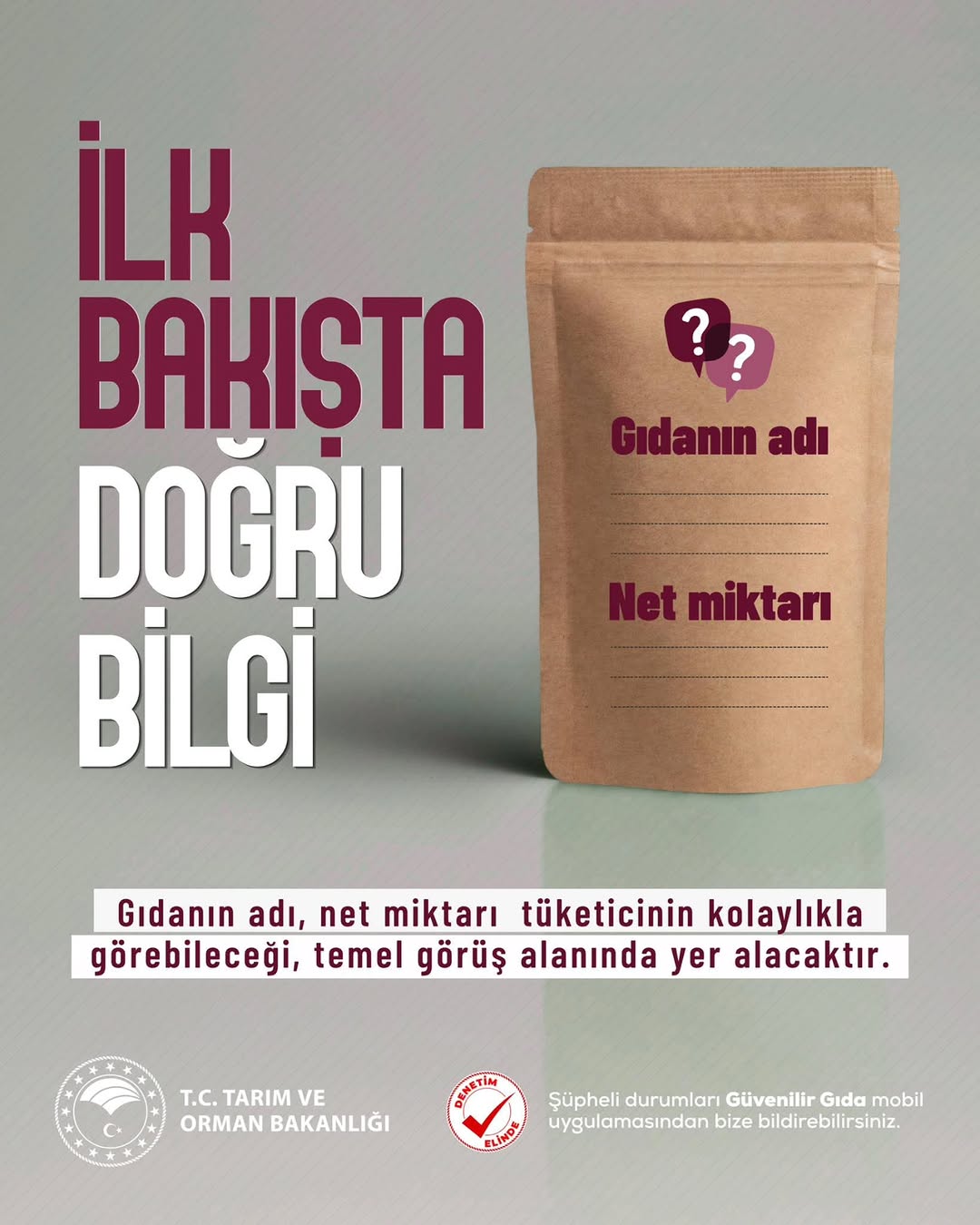 Gıdanın Adı ve Net Miktarı Artık Ambalajların En Görünür Yerinde Olmak Zorunda